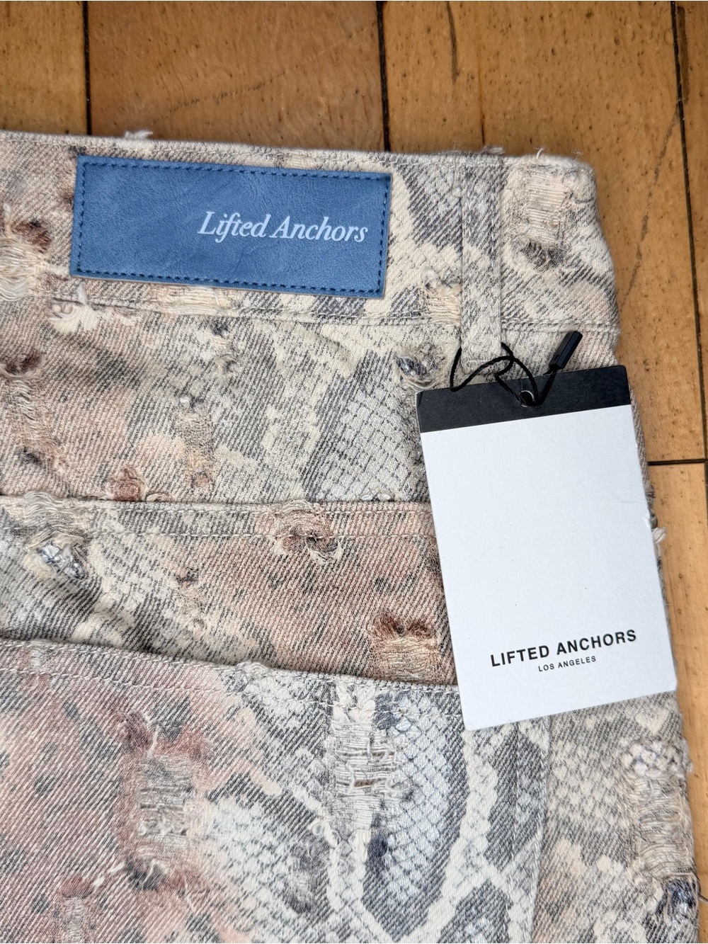 LIFTED ANCHORS HMANSON' DENIM SNAKESKIN PANT- BROWN Men’s 30 - Picture 5 of 7